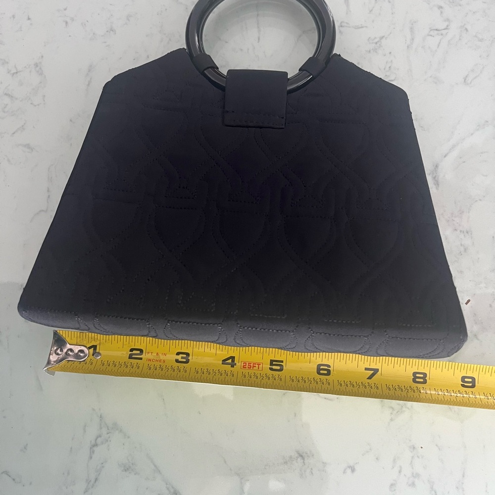 Chic 8” Black Mini Bag with Glossy Handles